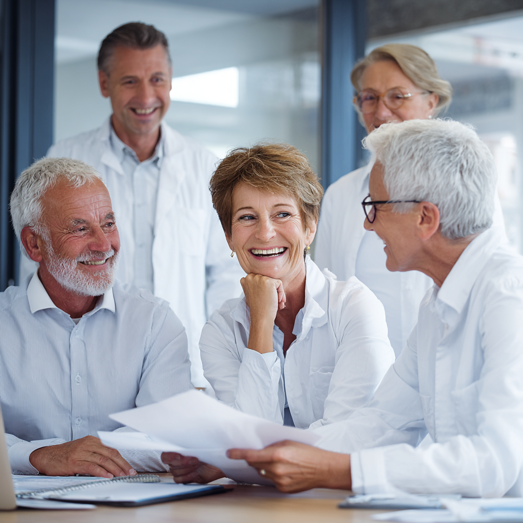 Усміхнений європейський чоловік середнього віку з корисною їжею, реалістичний стиль, здорове харчування